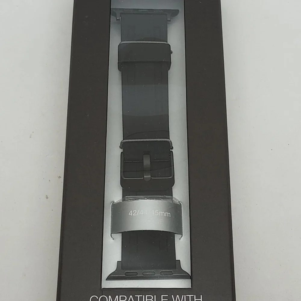 Vince Camuto 22mm Black Silicon Strap Fits Apple Watch 42/44/45mm